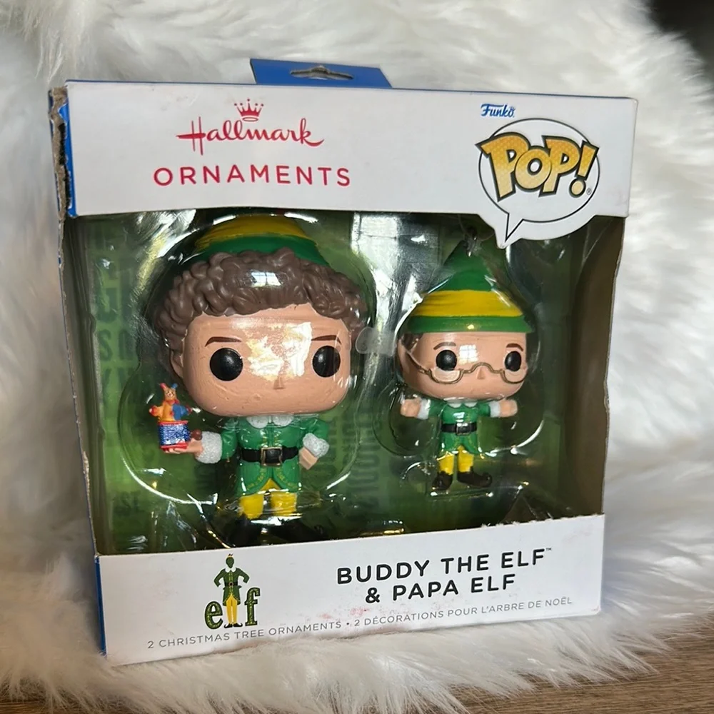 Hallmark Buddy &‎ Papa Elf Ornaments in Green and Yellow